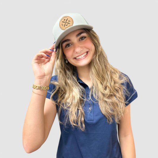 Solid Light Serene Blue Aviation Mesh Hat - Leather SA Logo