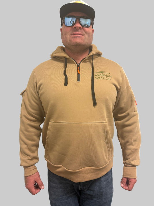 Quarter Zip Tactical Hoodie - Camo Khaki