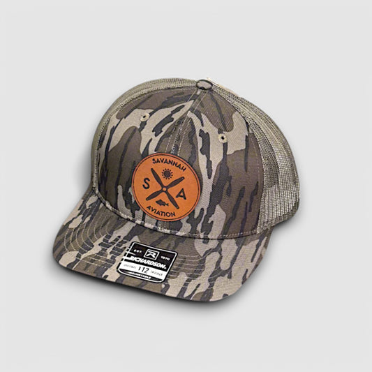 Camouflage Aviation Mesh Hat - Leather SA Logo