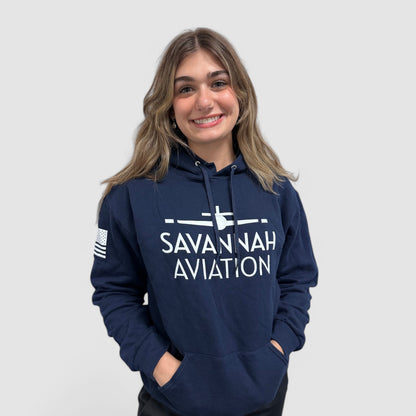 Navy Blue Hoodie - WHITE LOGO