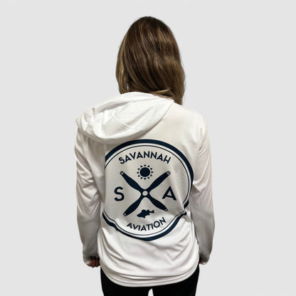 White Hooded Tackle Shirt - LONG SLEEVE