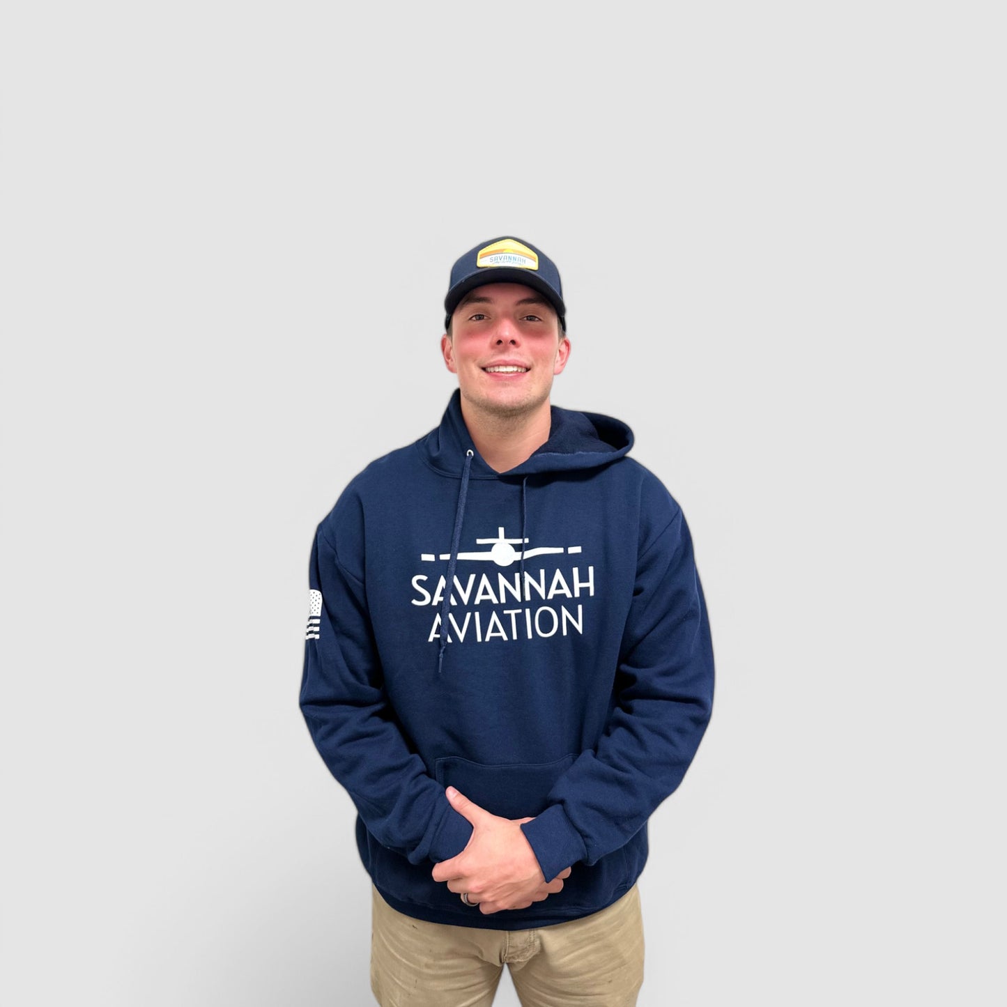 Navy Blue Hoodie - WHITE LOGO