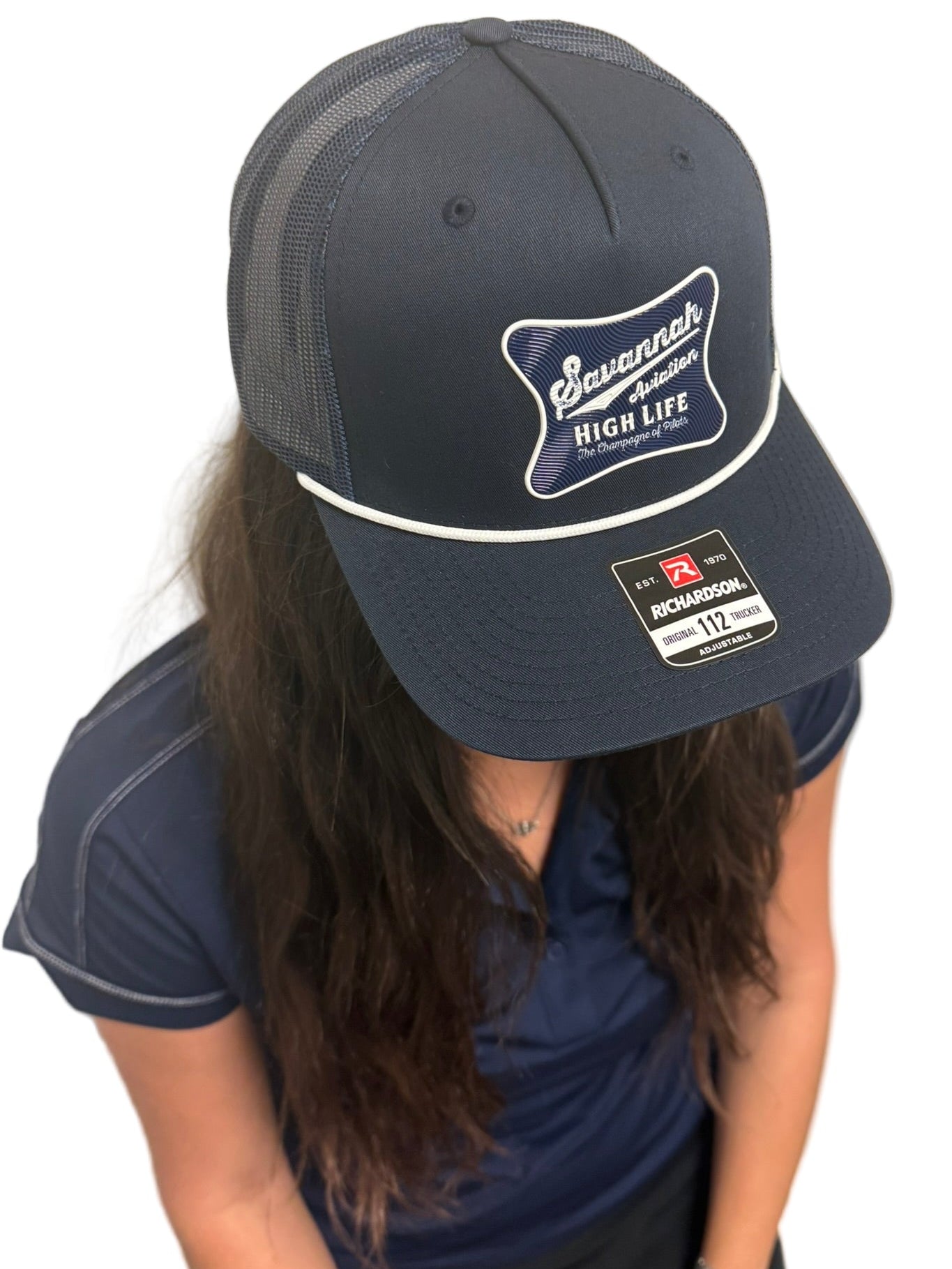 Navy Aviation Mesh Hat - Blue & White SA High Life Logo