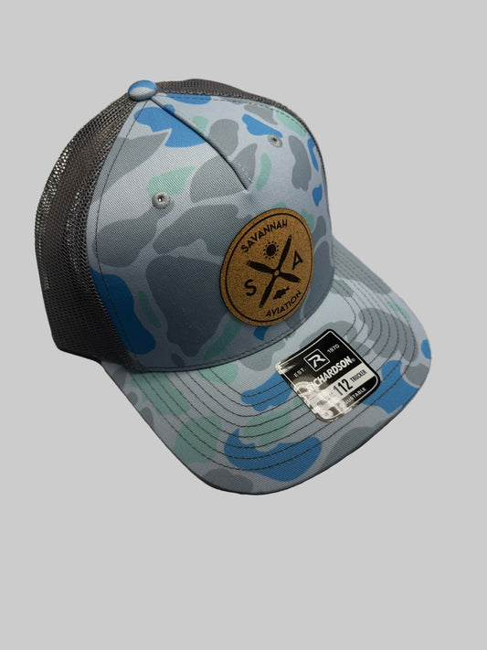 Mesh Hat Blue Camo - Leather SA Logo