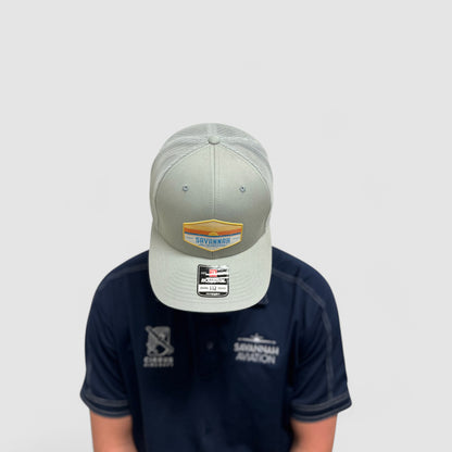 Solid Light Serene Blue Aviation Mesh Hat - SA Sunset Logo