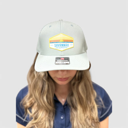 Solid Light Serene Blue Aviation Mesh Hat - SA Sunset Logo