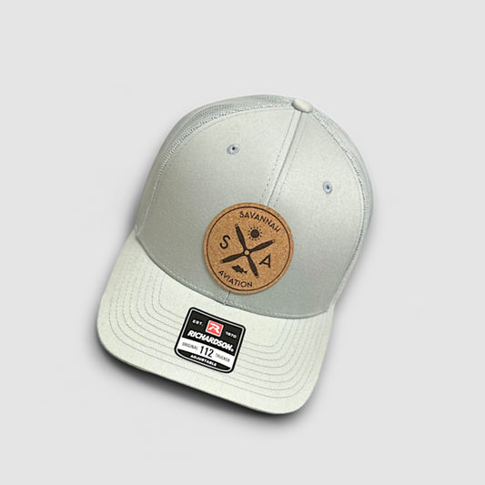 Solid Light Serene Blue Aviation Mesh Hat - Leather SA Logo