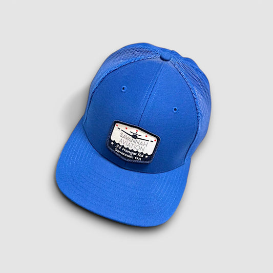 Solid Royal Blue Aviation Mesh Hat - Blue & White SA Logo