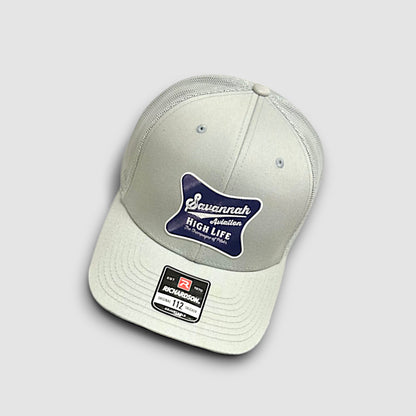 Solid Light Serene Blue Aviation Mesh Hat - Blue & White SA High Life Logo