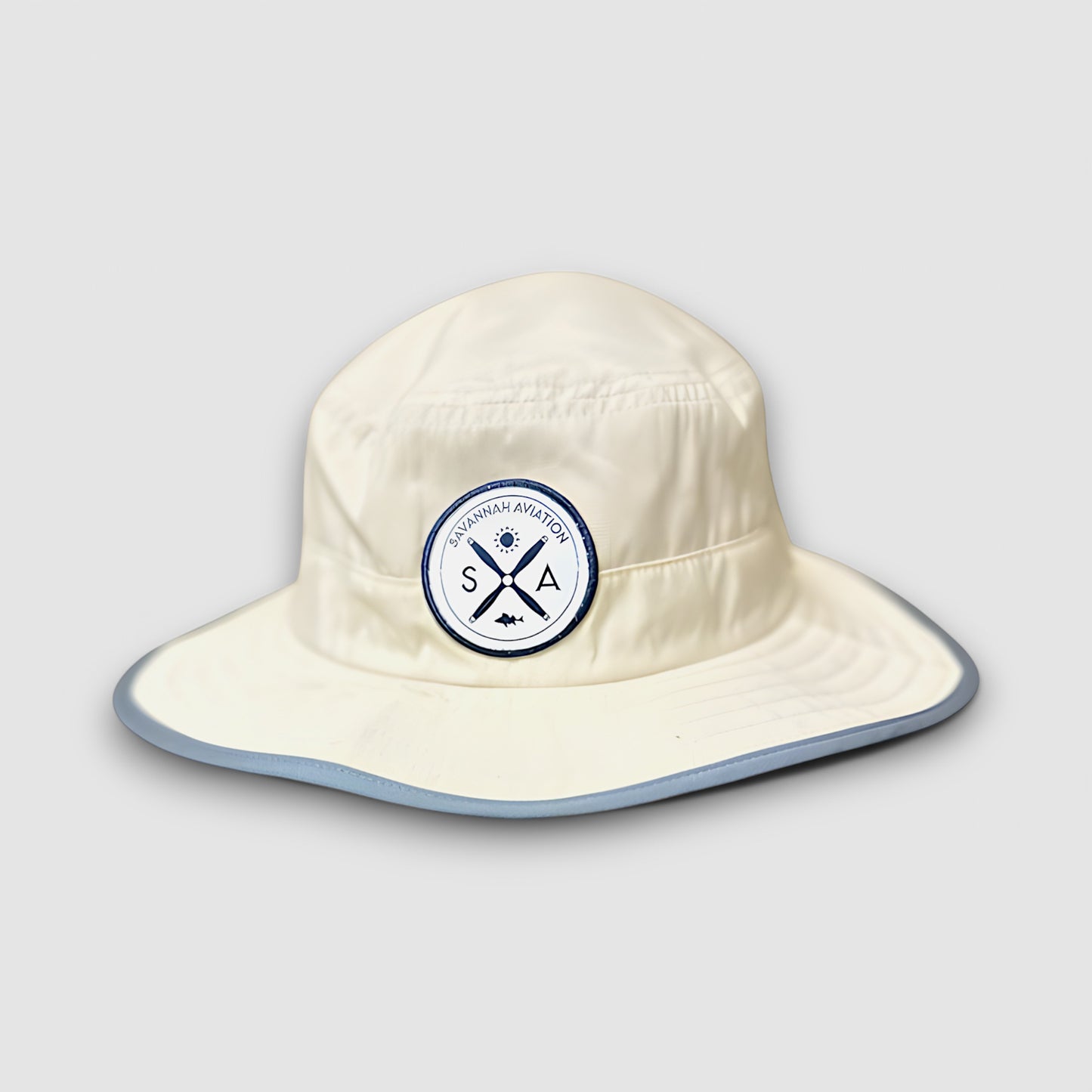 Solid Tan & Gray Bucket Hat - Black & White SA Logo