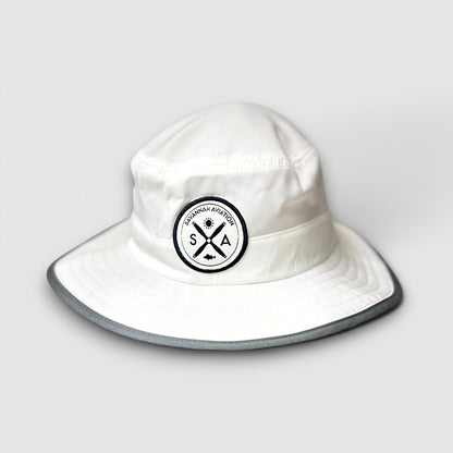 Solid White & Gray Bucket Hat - Black & White SA Logo